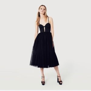 Fame and Partners x Free People Black Tulle Ballerina plunge dress size 0